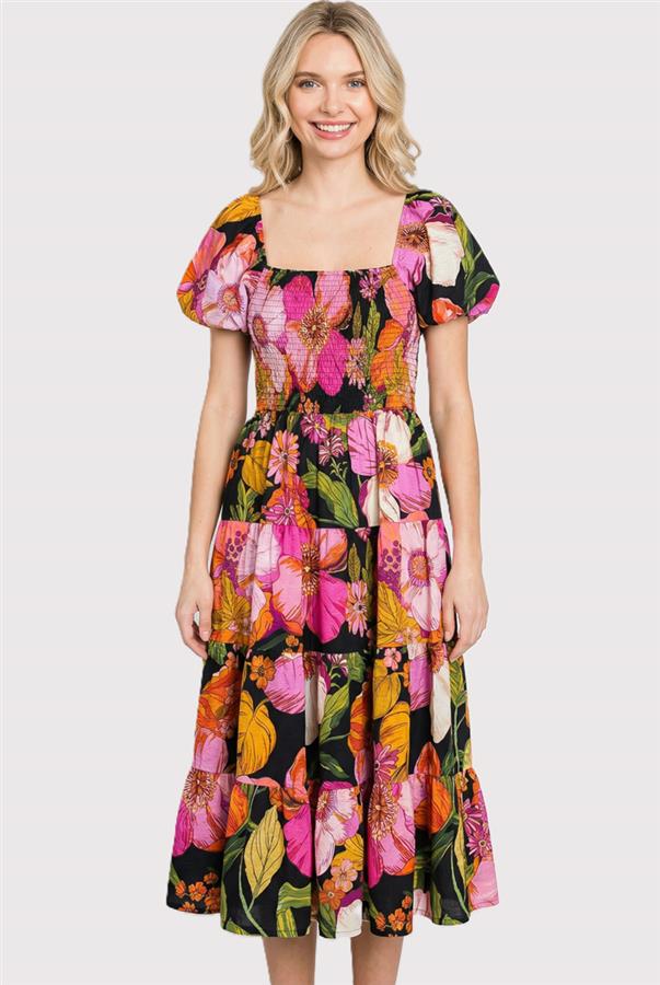 Puff Sleeve Tiered Dress