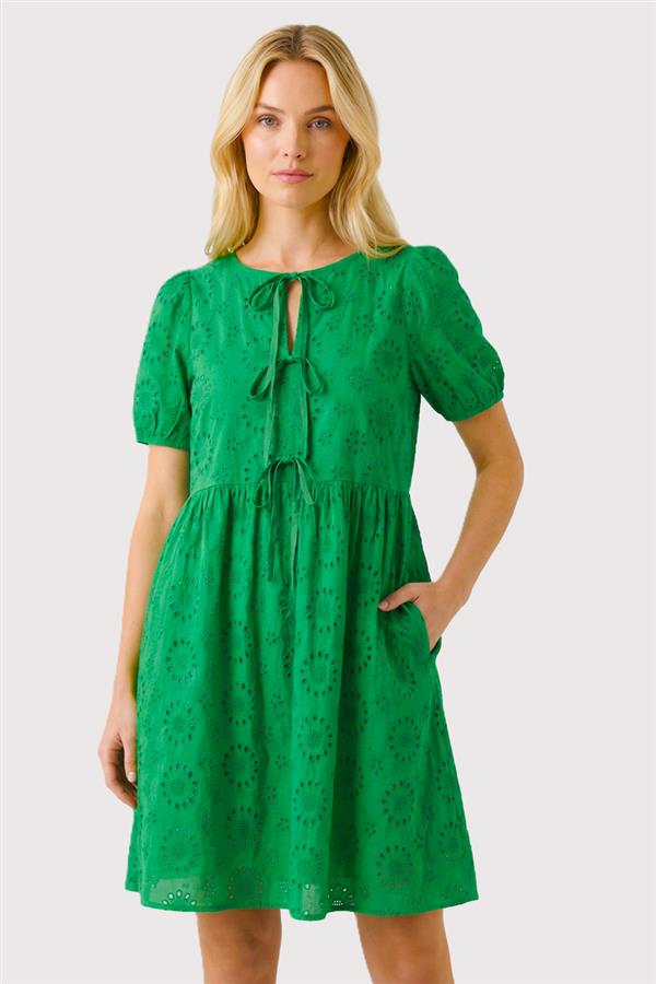 Eyelet Ribbon Tie Dress