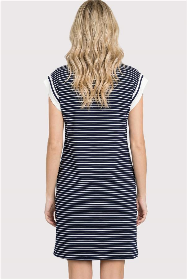 Contrast Striped Y-Neck Dress