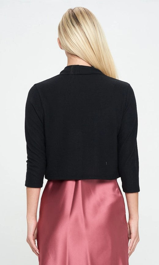 Cashmere Feel Bolero Cardigan - Black