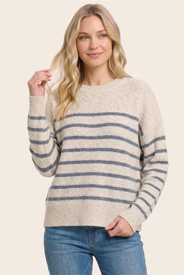 Rib Knit Striped Sweater