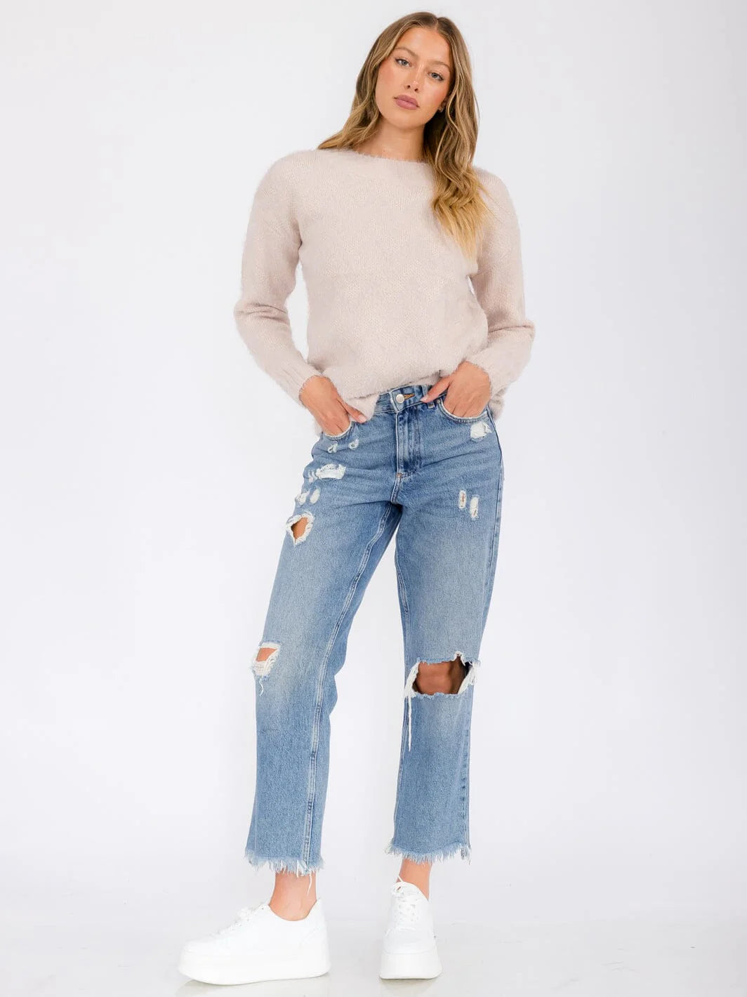 Shimmer Detailed Mauve Sweater
