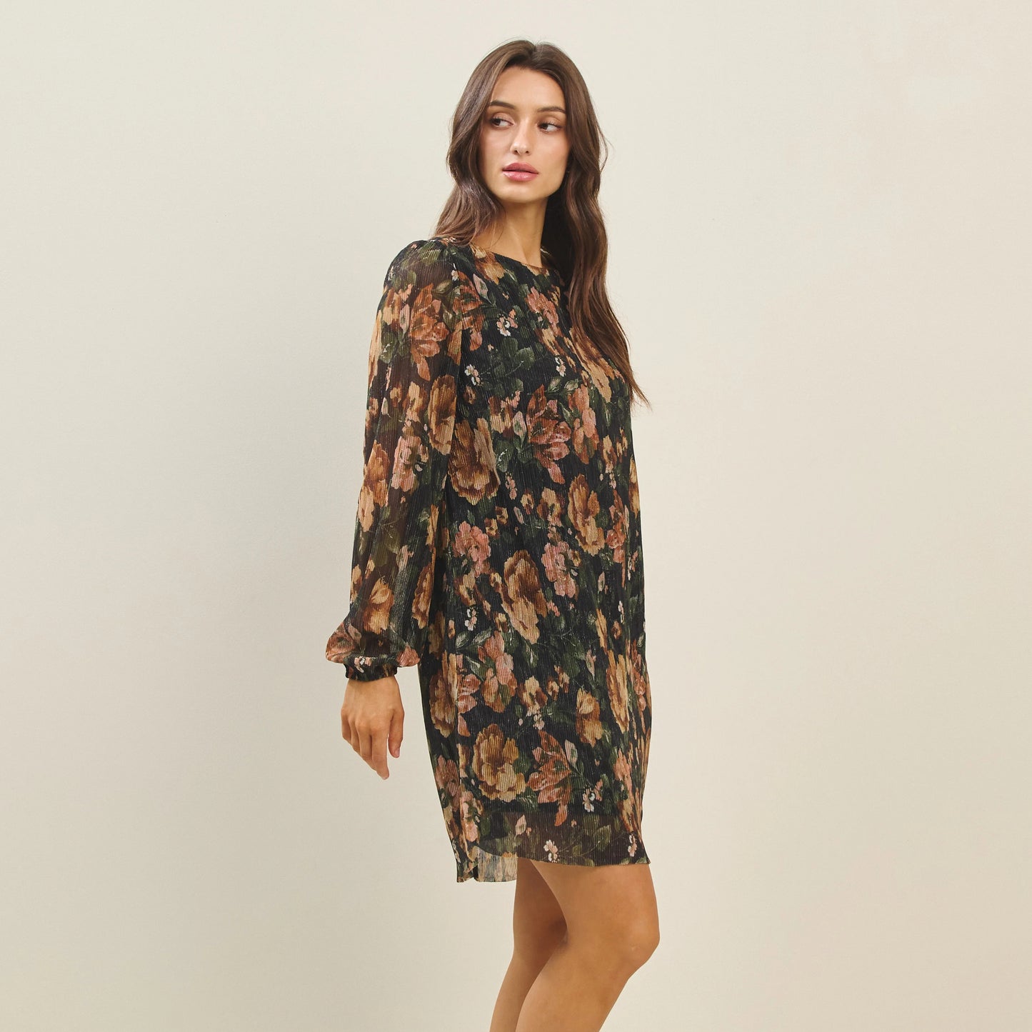 Metallic Floral Mini Dress