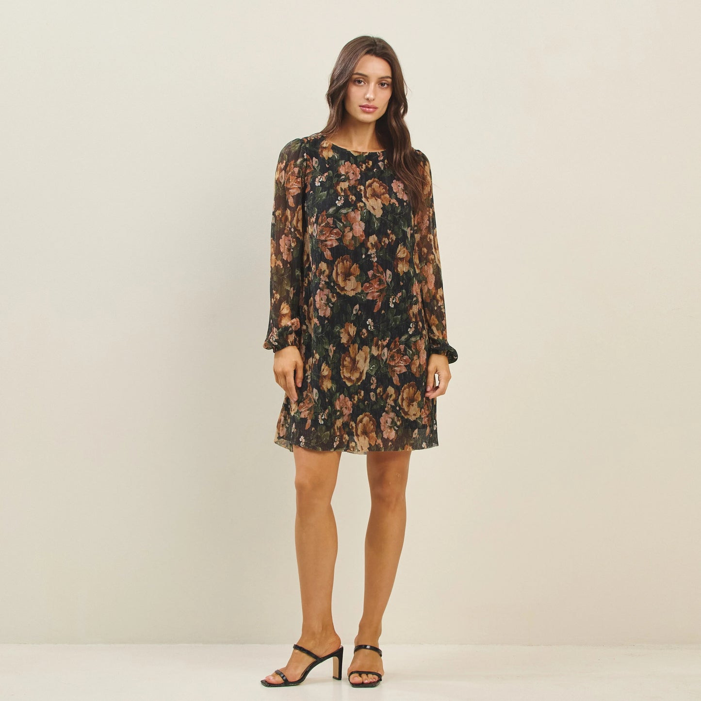 Metallic Floral Mini Dress