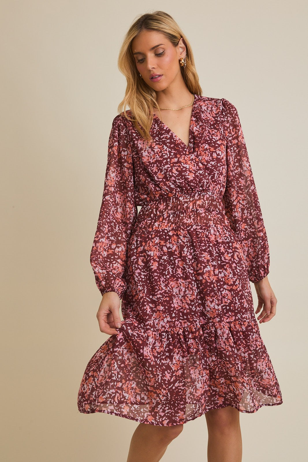 Floral Surplice Mini Dress