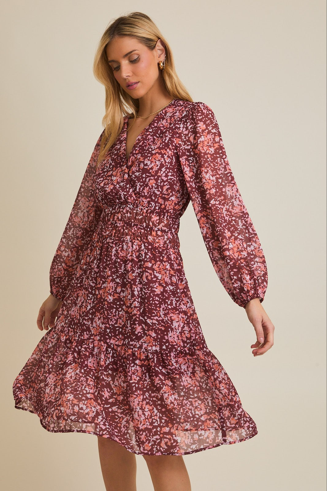 Floral Surplice Mini Dress