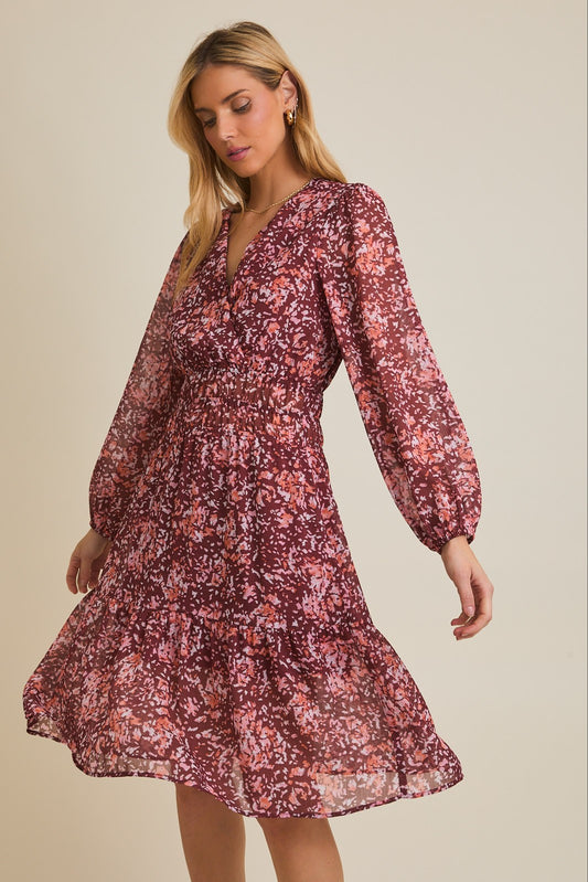 Floral Surplice Mini Dress