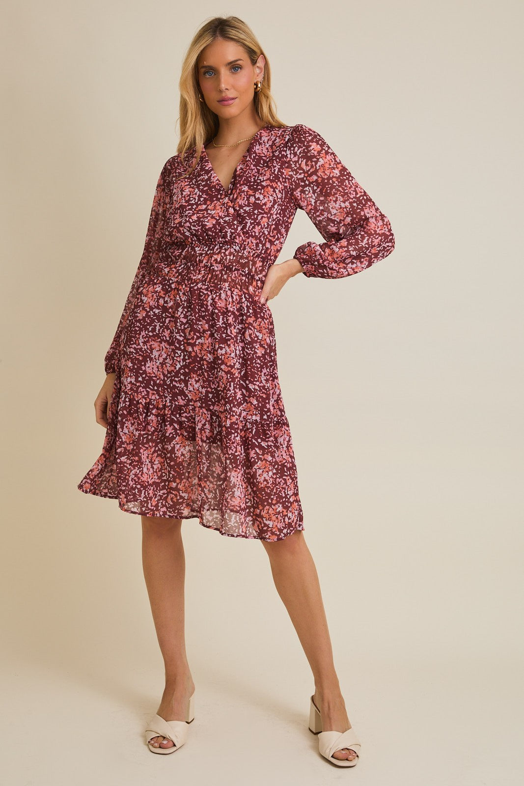 Floral Surplice Mini Dress