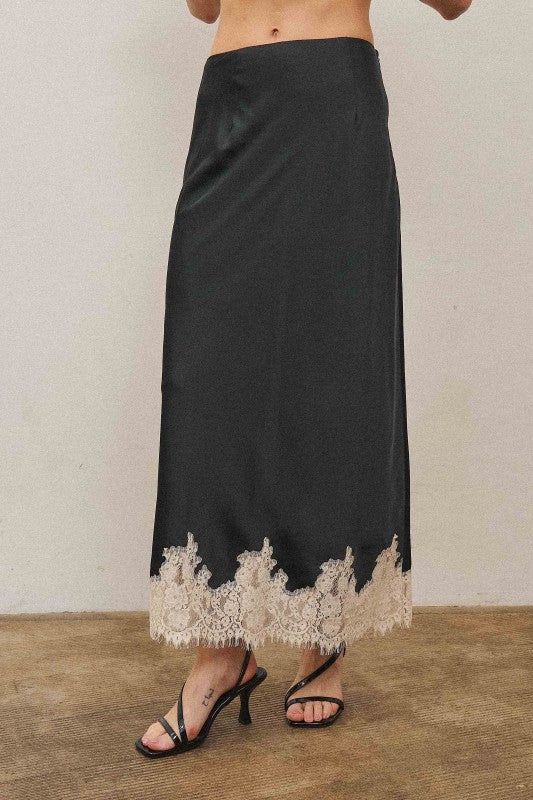 Black Lace Hem Skirt