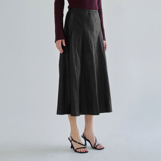 Pleated Vegan Leather Skirt