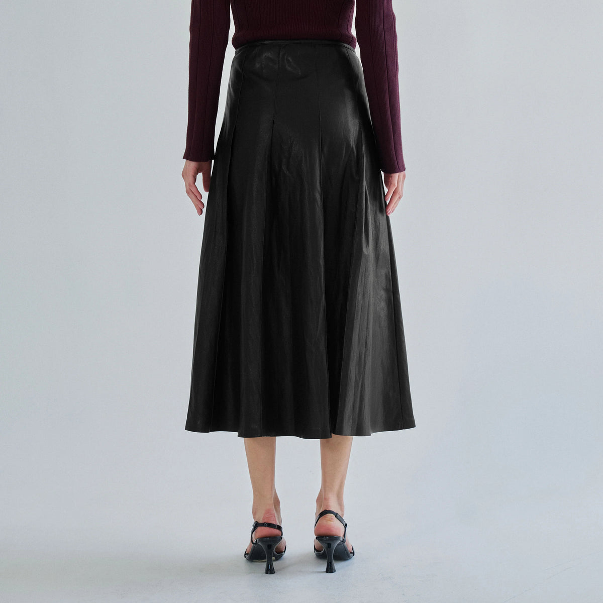 Pleated Vegan Leather Skirt