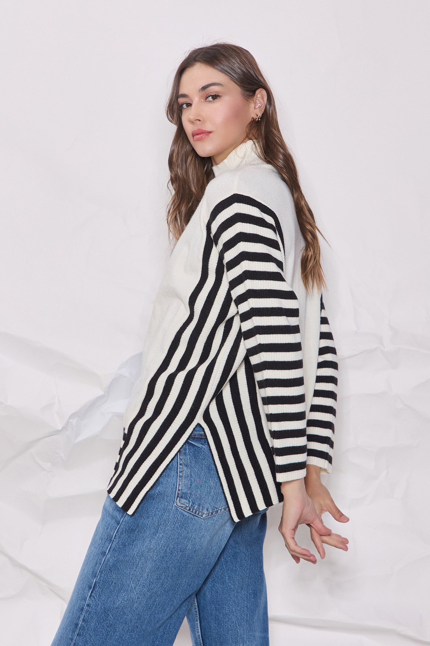 Side Slit Stripe Sweater