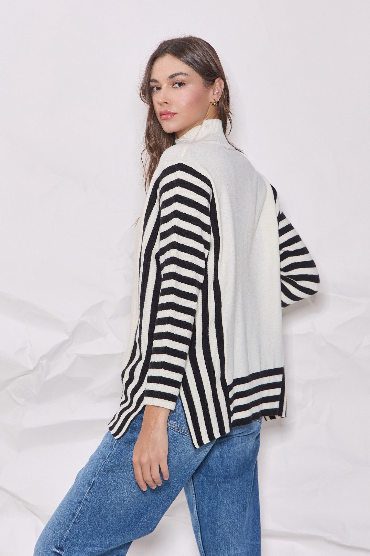 Side Slit Stripe Sweater