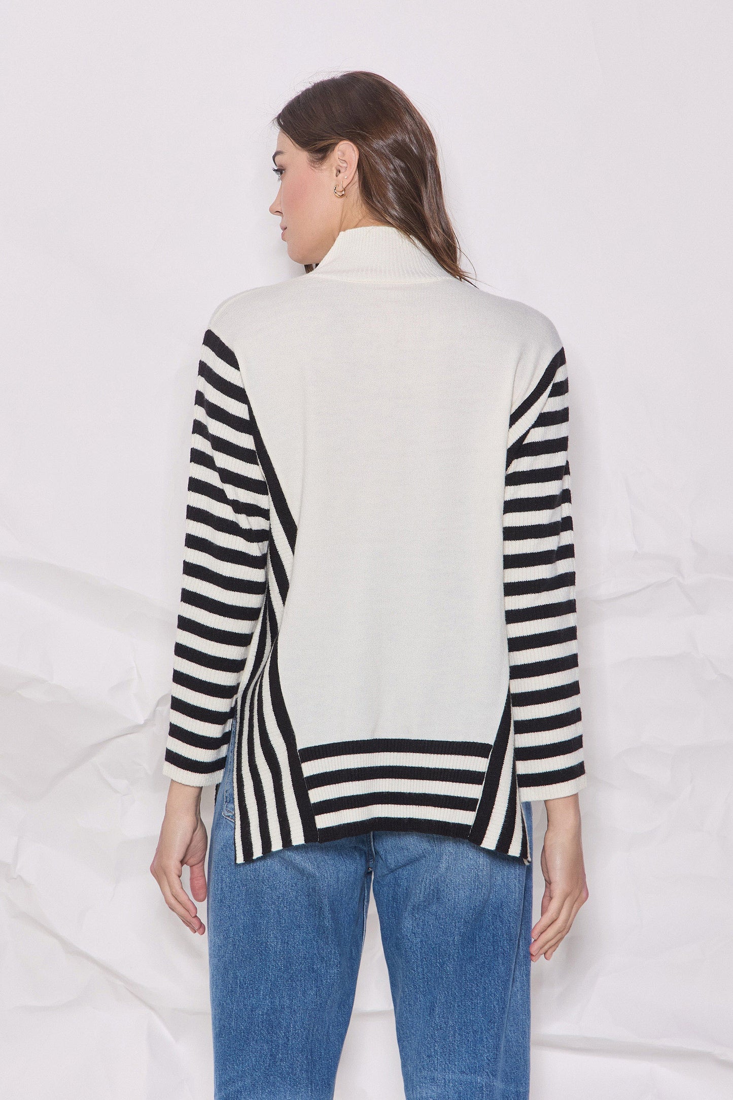 Side Slit Stripe Sweater