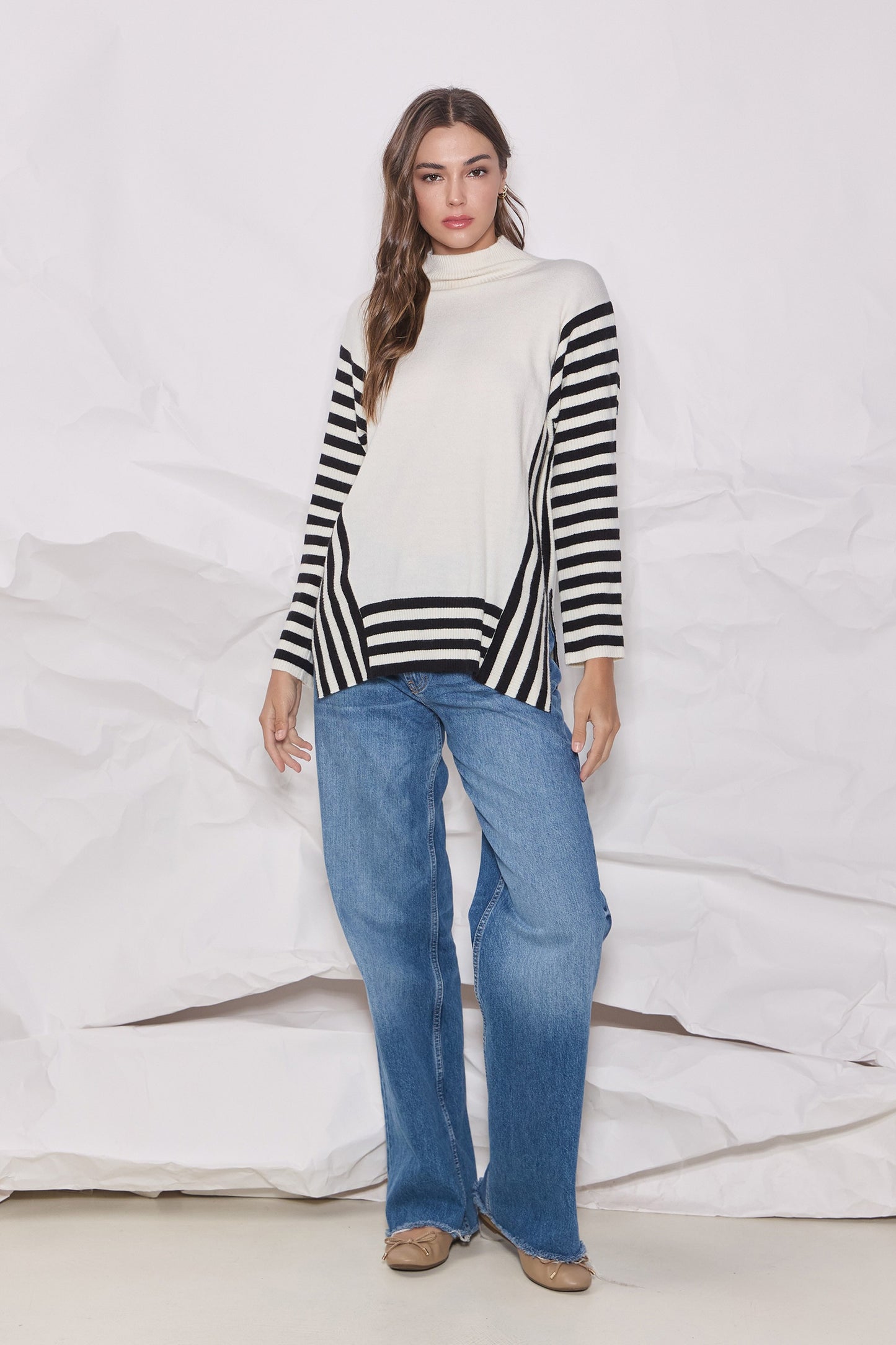 Side Slit Stripe Sweater