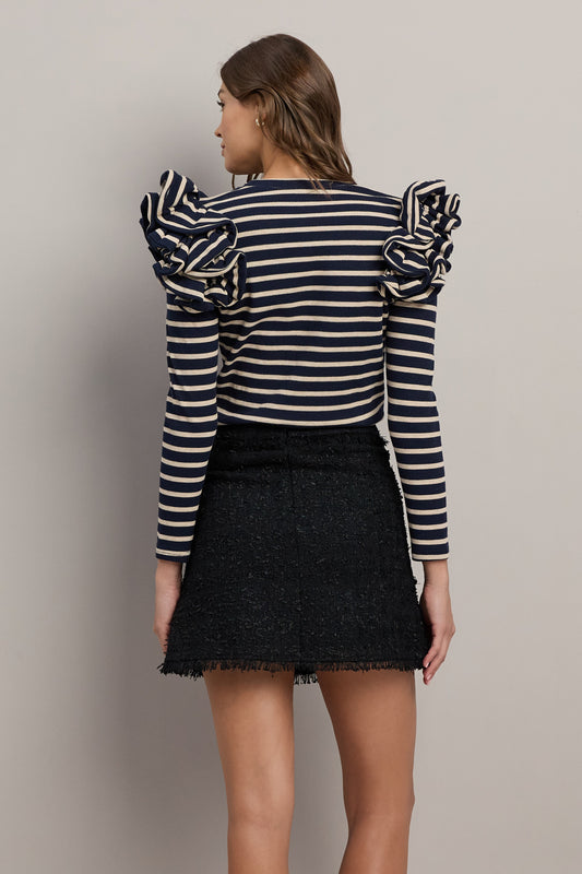 Ruffle Striped Top