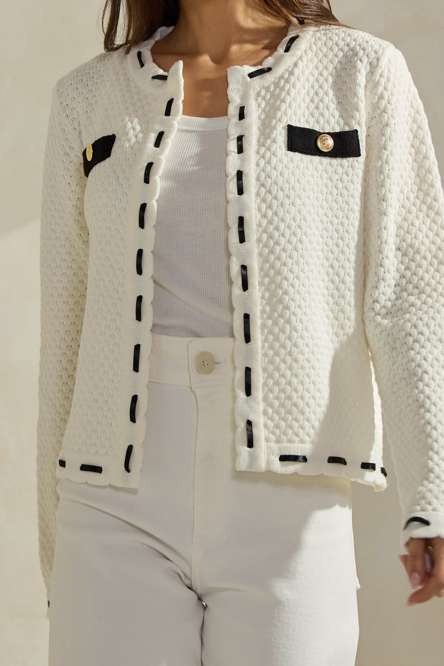 Contrast Trim Cardigan