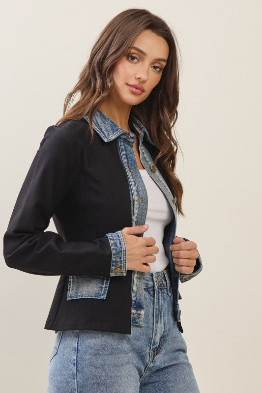 Contrast Denim Blazer