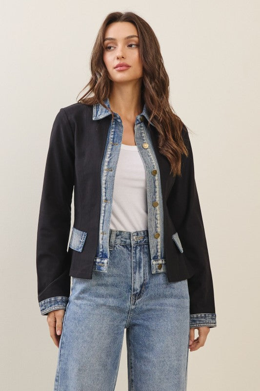 Contrast Denim Blazer
