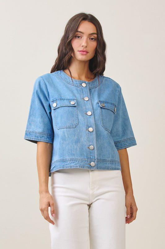 Half Sleeve Denim Jacket
