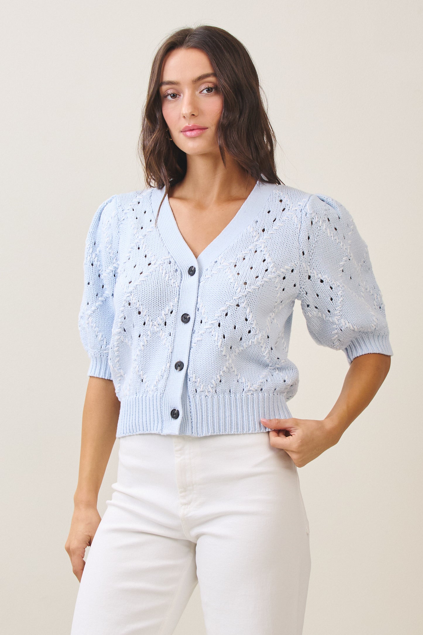 Diamond-Textured Cardigan