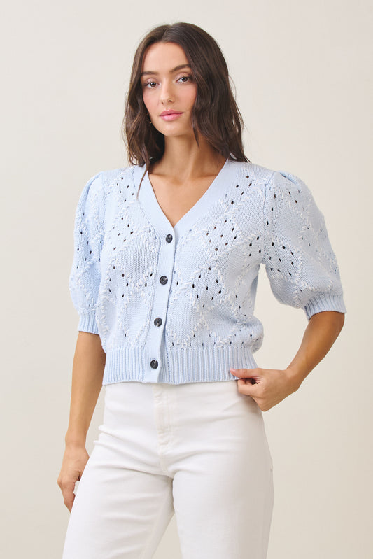 Diamond-Textured Cardigan