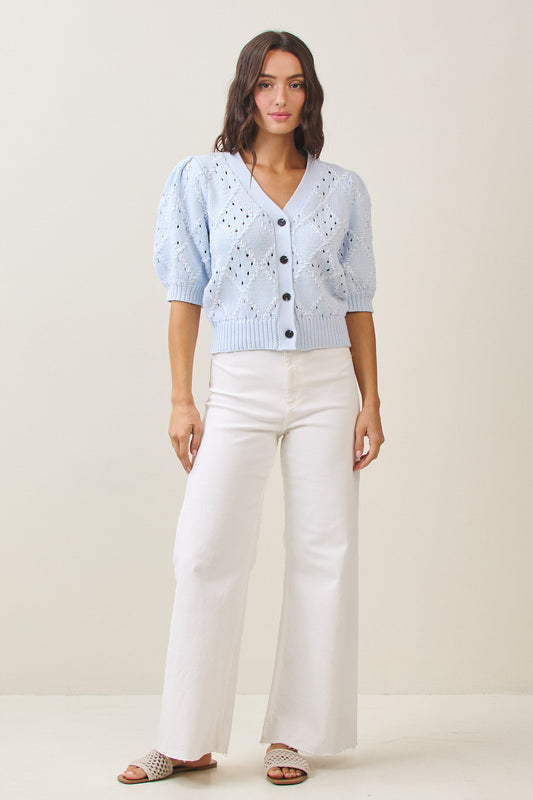 Diamond-Textured Cardigan