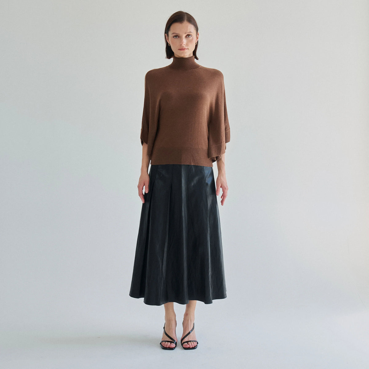 Pleated Vegan Leather Skirt