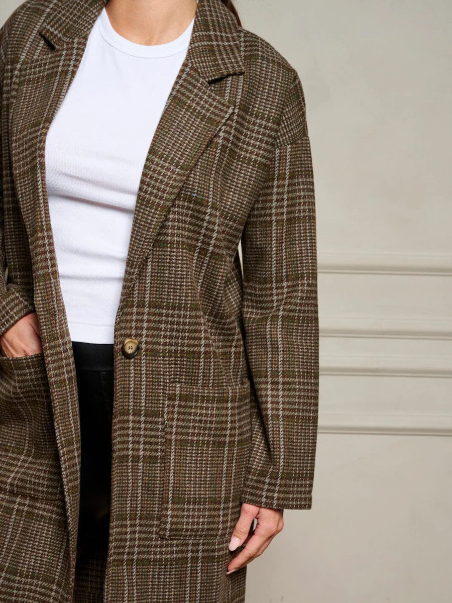 Long Sleeve Plaid Coat