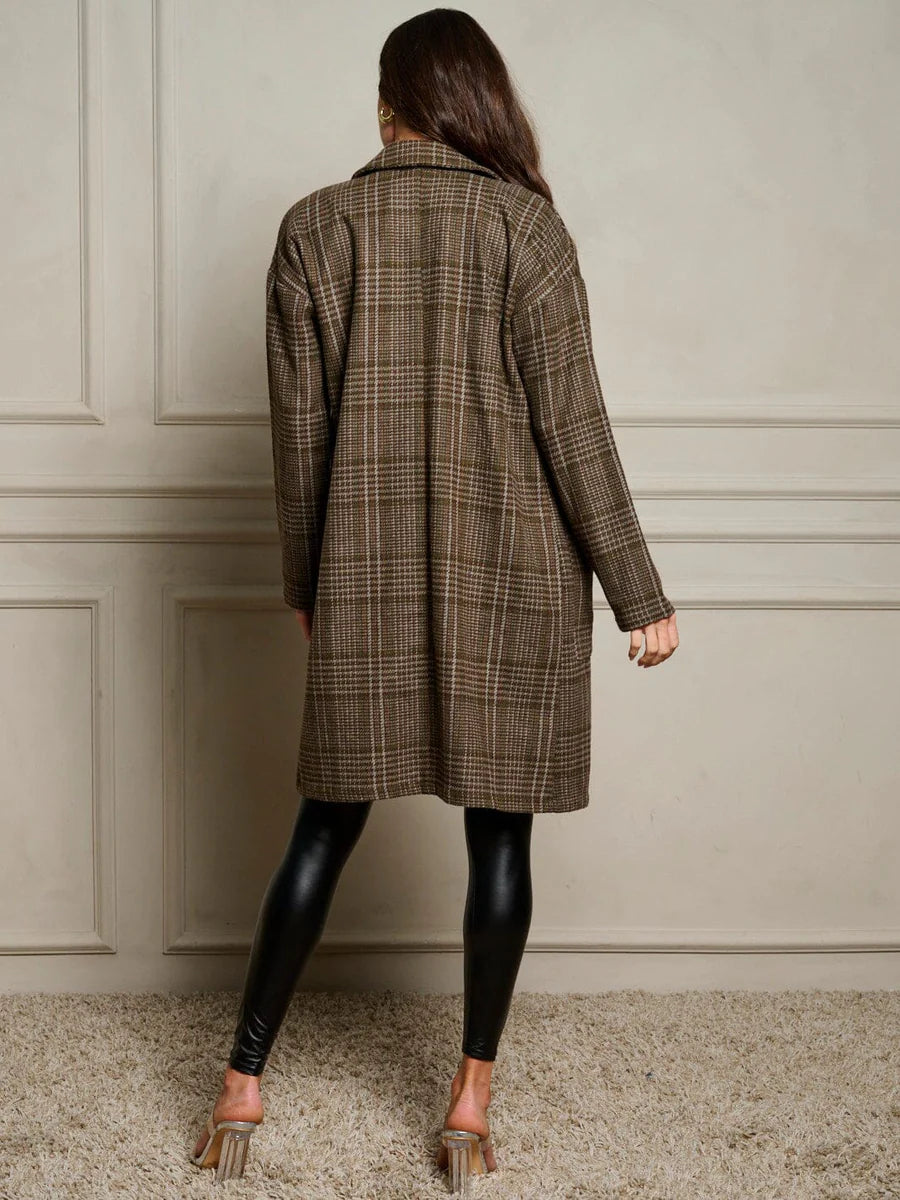 Long Sleeve Plaid Coat