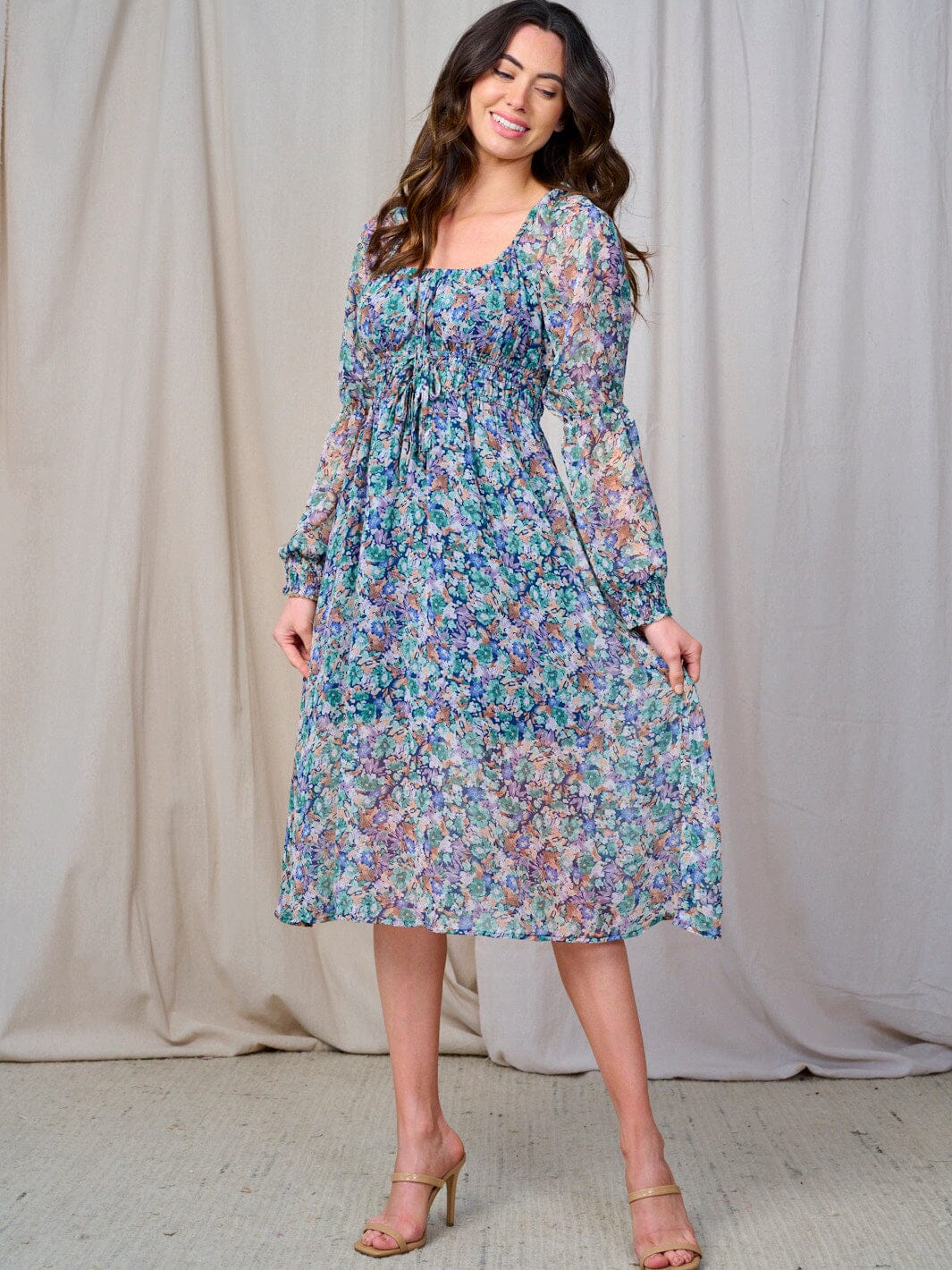 Elastic Waist Floral Dress