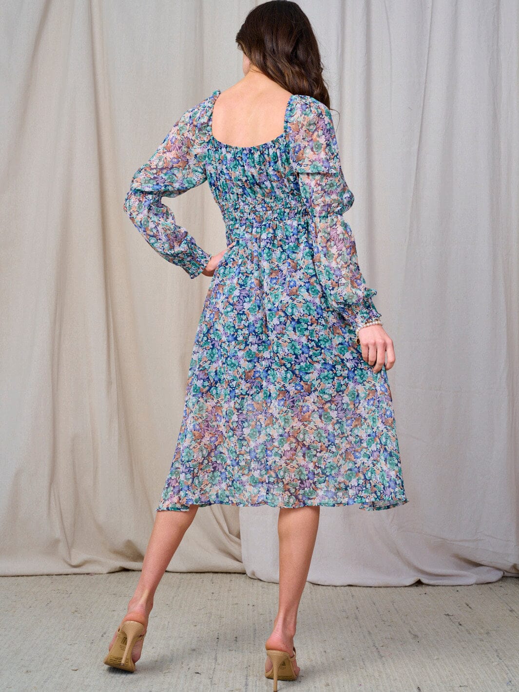 Elastic Waist Floral Dress