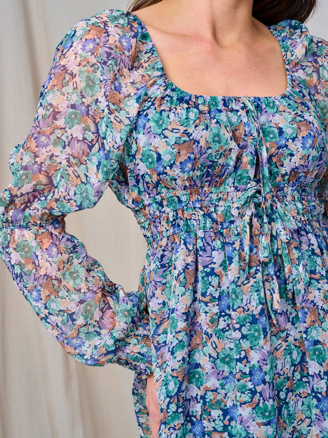 Elastic Waist Floral Dress