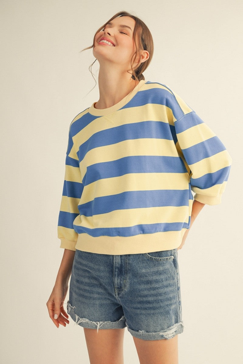 V-Notched Bold Stripe Top