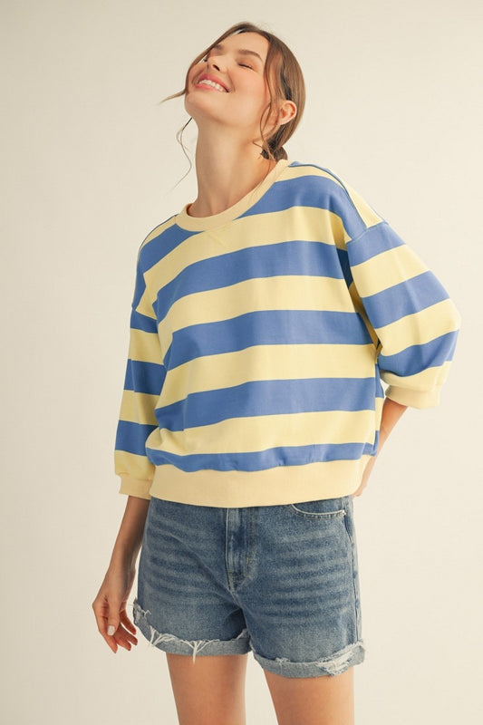 V-Notched Bold Stripe Top