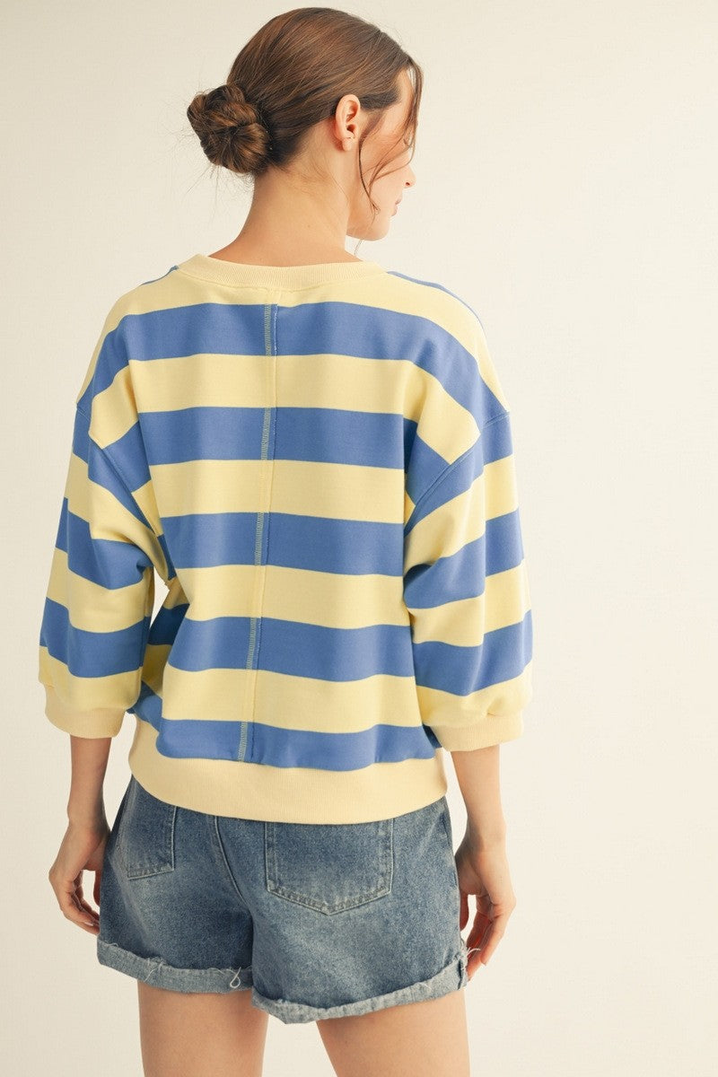 V-Notched Bold Stripe Top