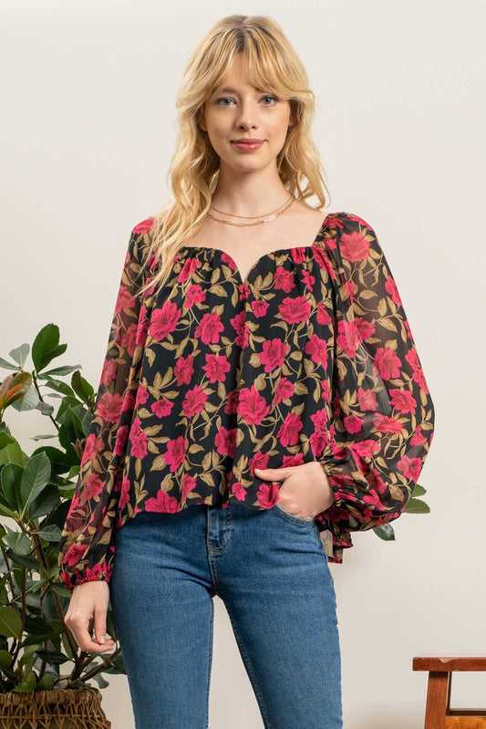 Floral Sweetheart Top