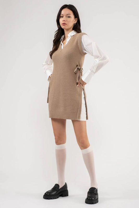 V Neck Sweater Dress