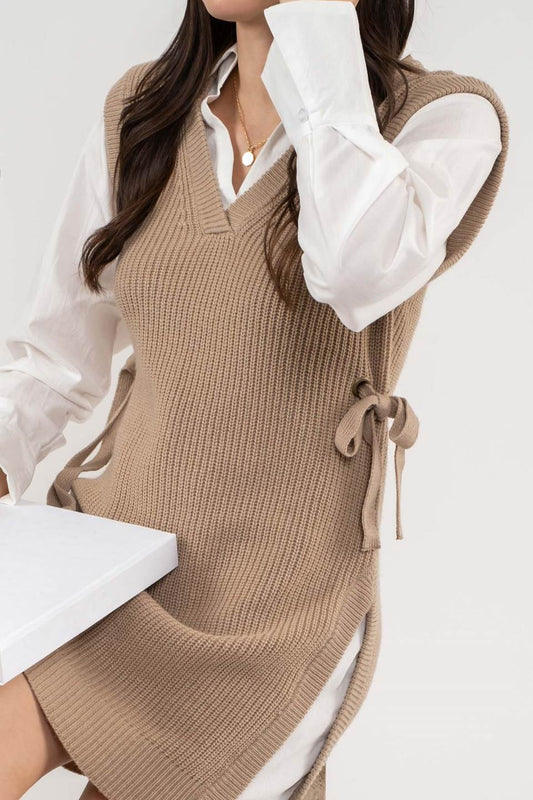 V Neck Sweater Dress