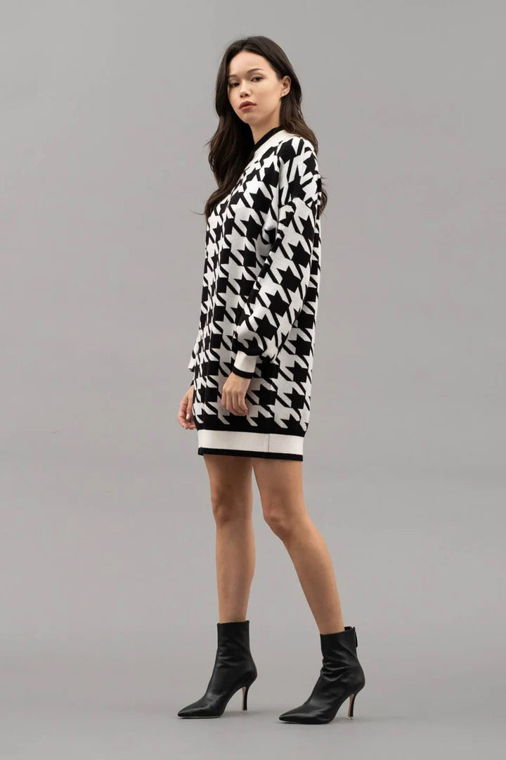 Houndstooth Sweater Dress