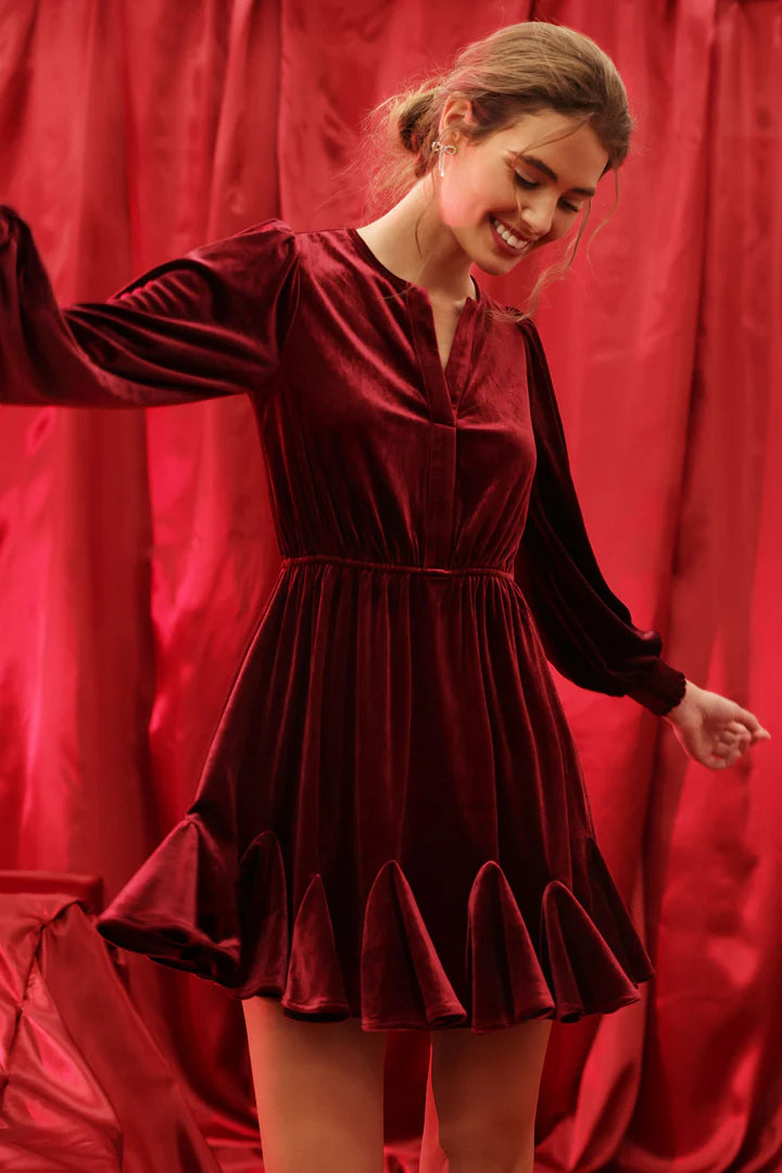 Velvet Split Collar Dress
