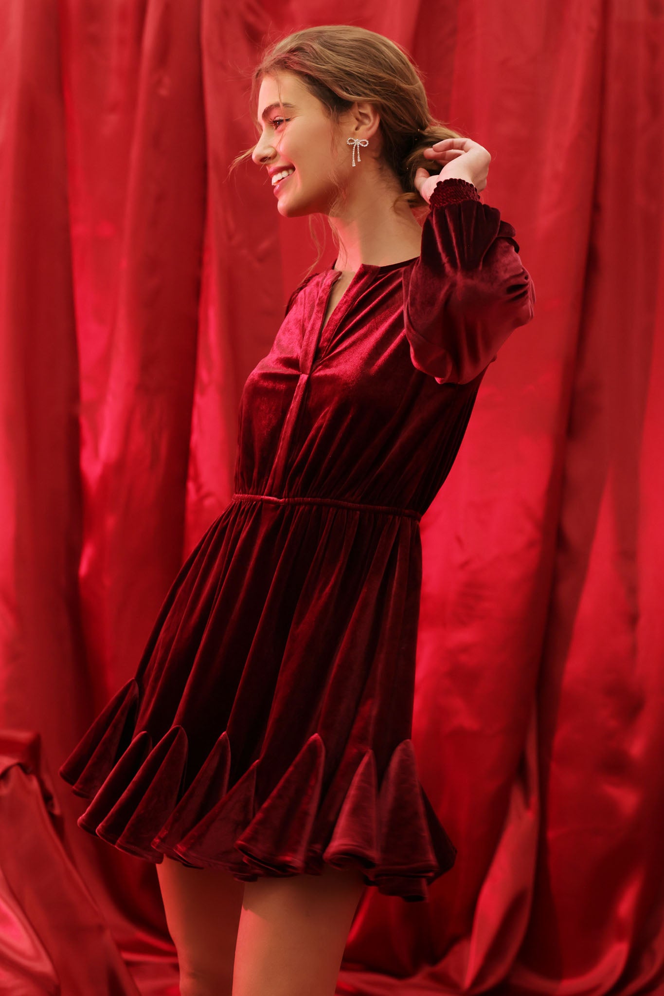 Velvet Split Collar Dress