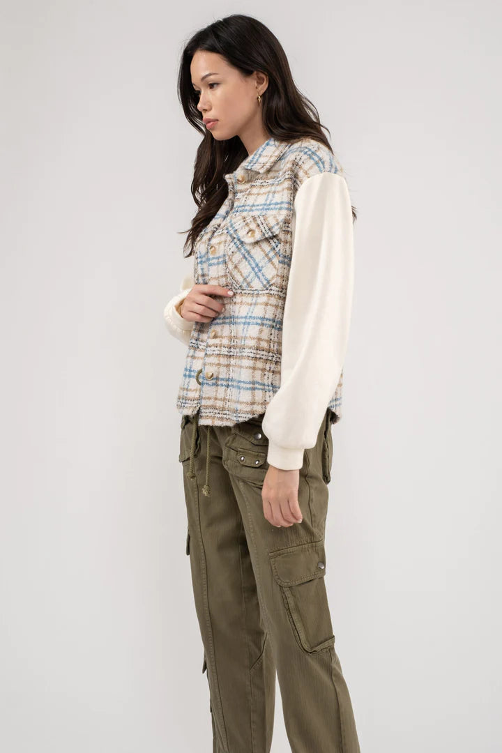 Contrast Tweed Jacket - Ivory