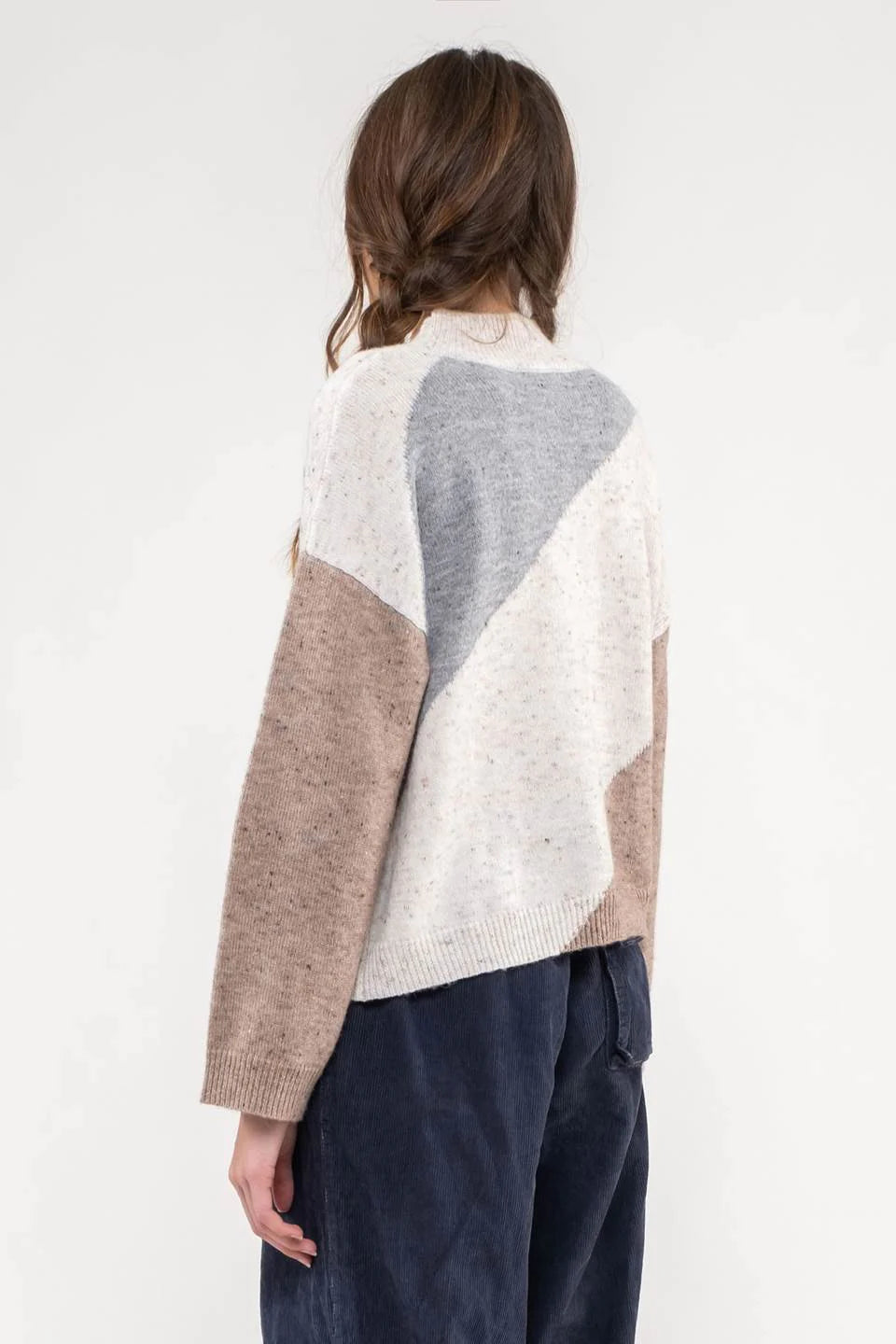 Diagonal Striped Sweater - Mocha Multi
