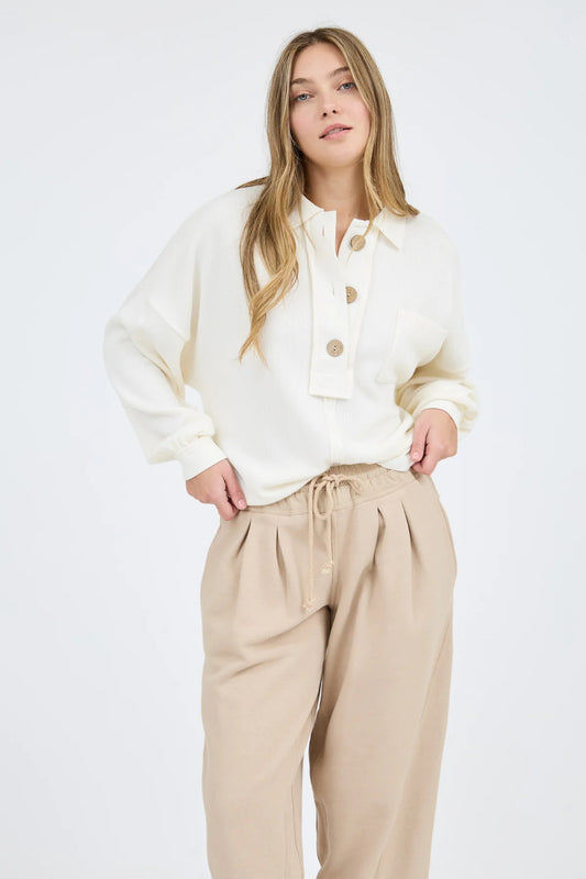 Collared Raw Edge Top