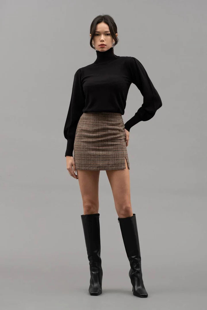 Knitted Turtle Neck Top - Black