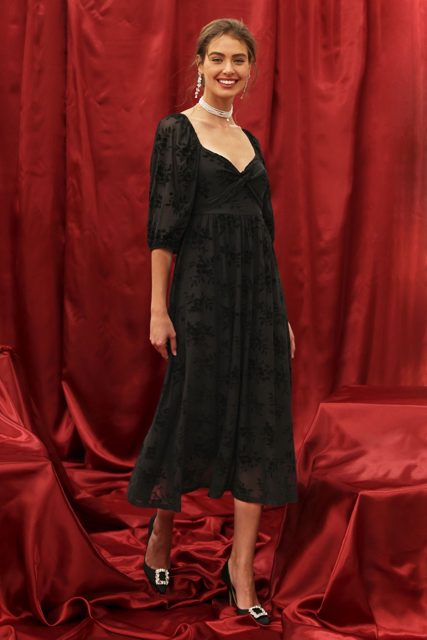 Floral Velvet Dress
