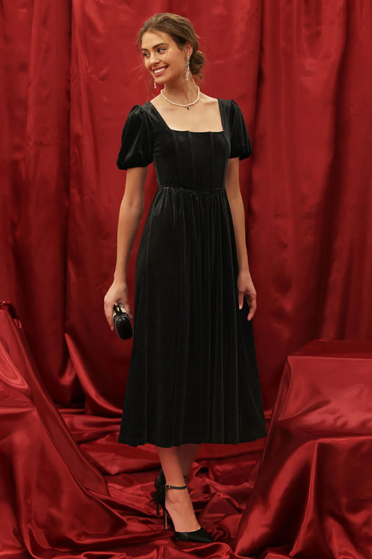 Velvet Corset Midi Dress