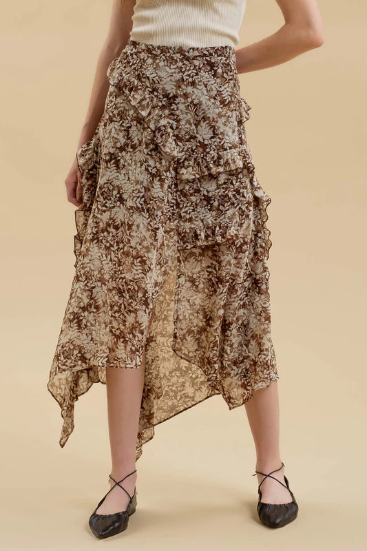 Thigh Slit Floral Skirt