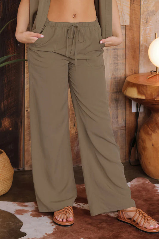 Drawstring Wide Leg Pants